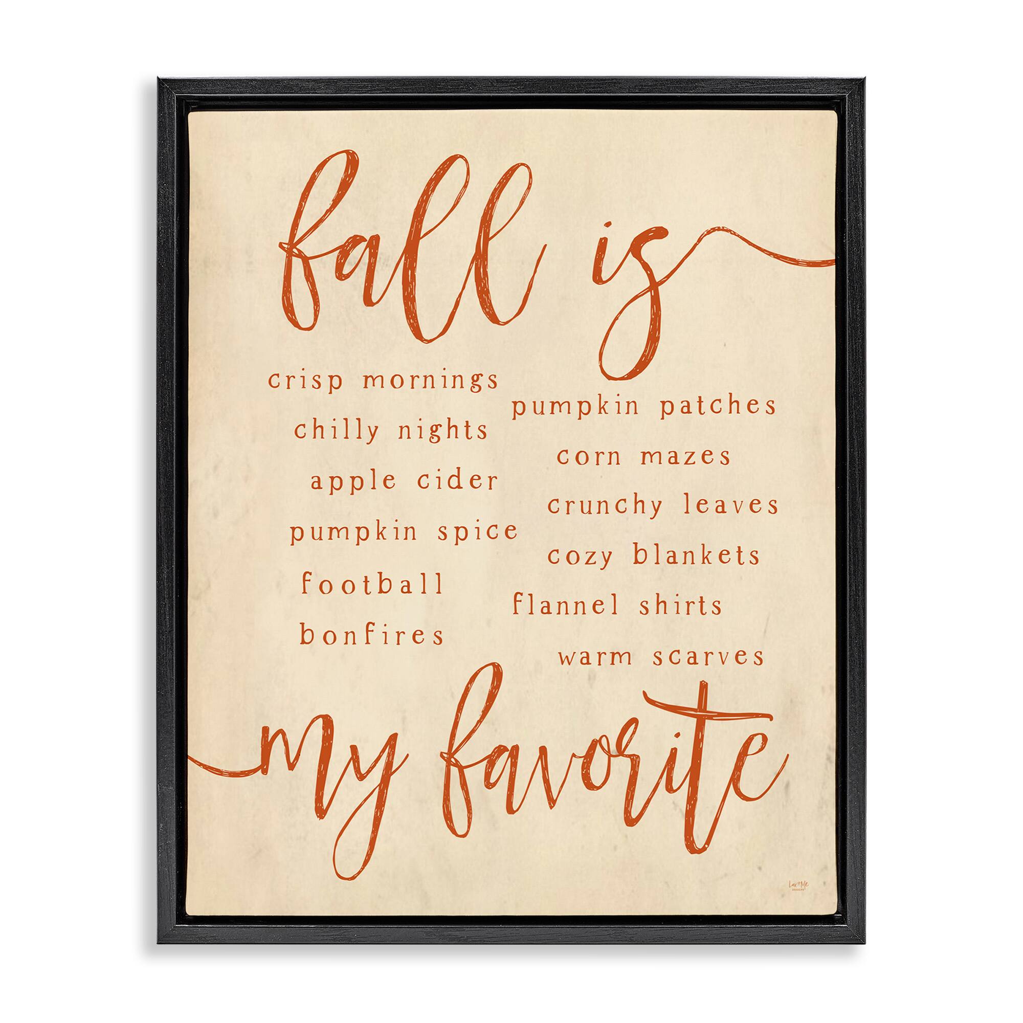 Stupell Industries Favorite Fall Activities Floater Framed Art